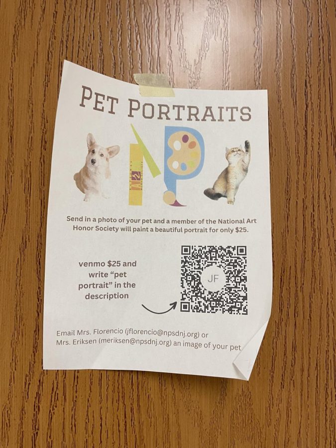 The art club uses pet portraits to advertise their skills. 