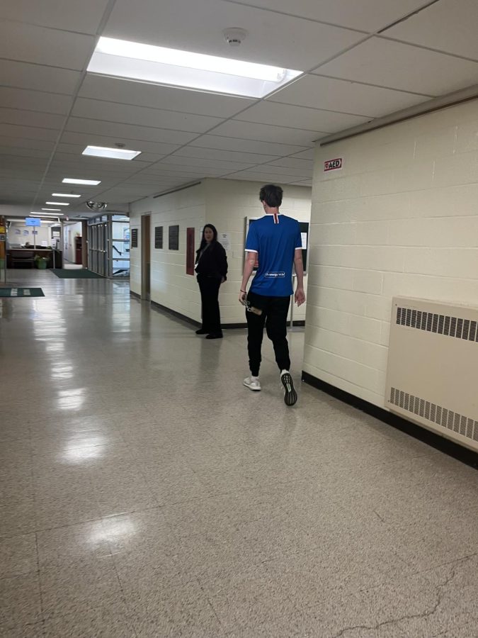 Another kid walking into the cafeteria. The hall monitor asked if he had a pass. He certainly does. Wonder if the teacher knows he’s going to the cafeteria.