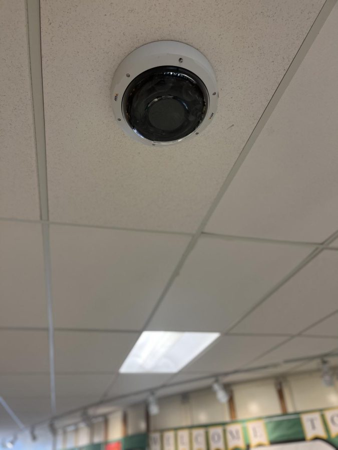 All around the school there are security cameras that video what happens in the school.