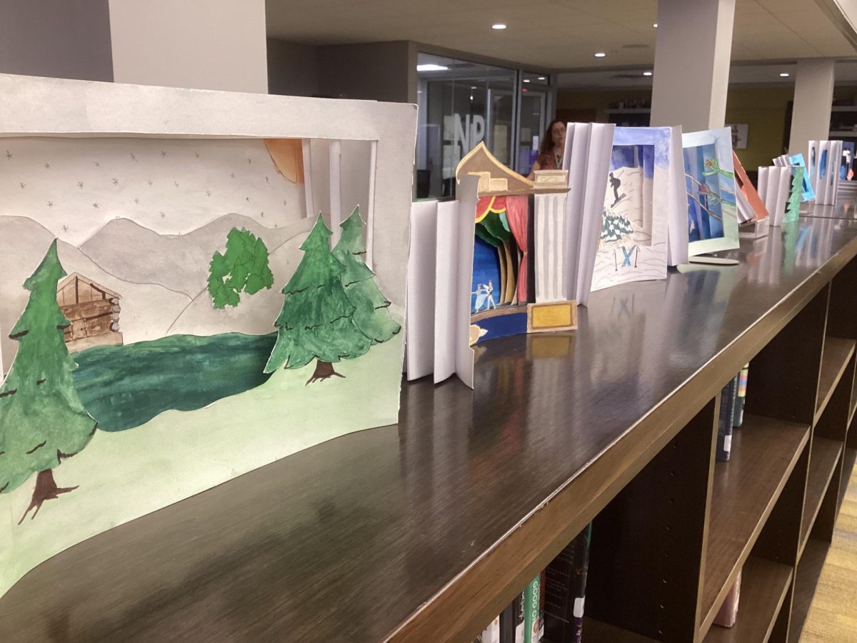 Students’ art work displayed throughout the Media Center.