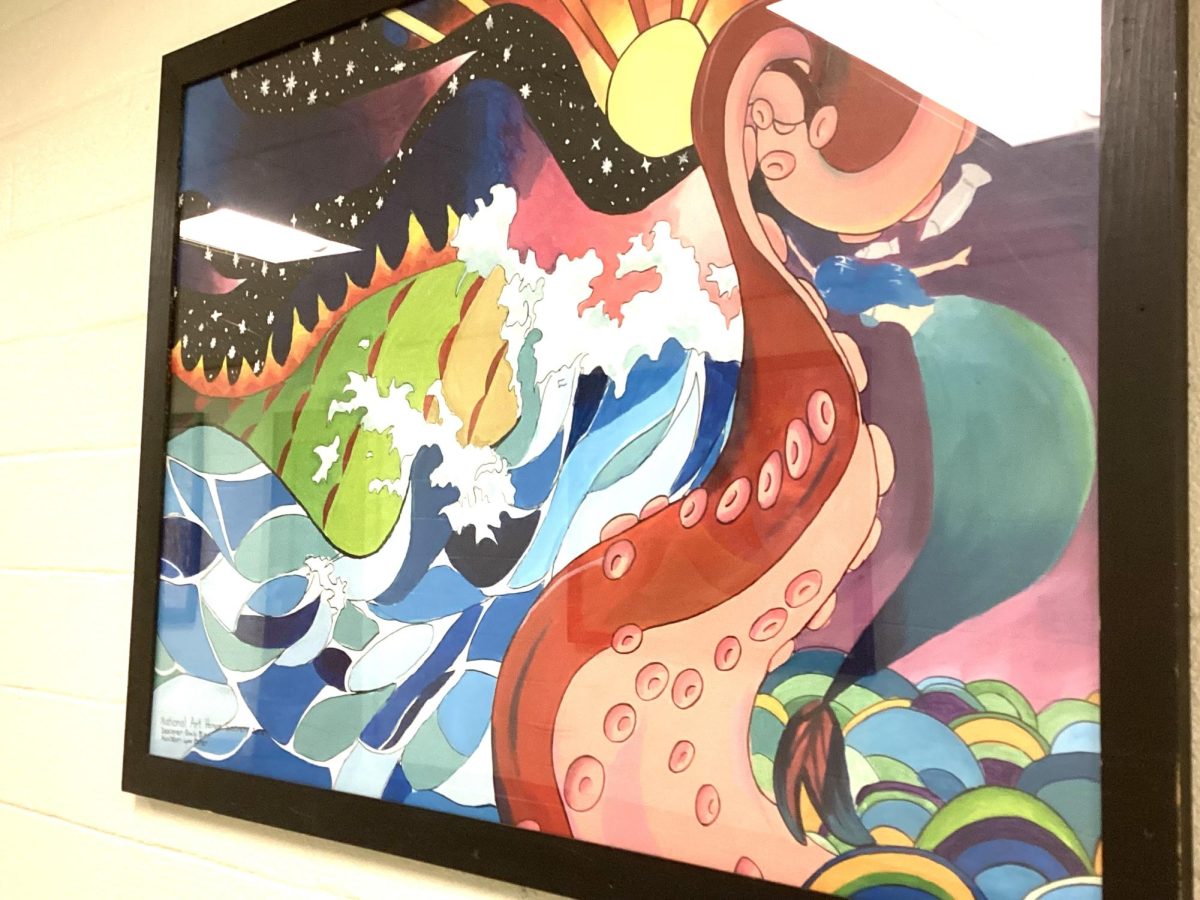 *2015* Sea monster mural painted by the National Art Honors Society, and designed by Emily Bian.
