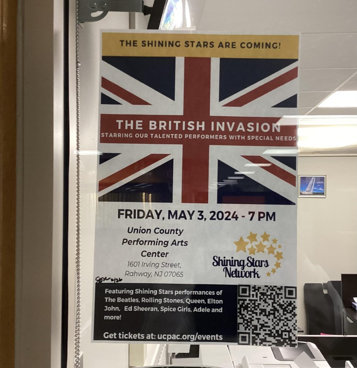 Advertisment for students to attend The British Invasion with special needs performers from NPHS