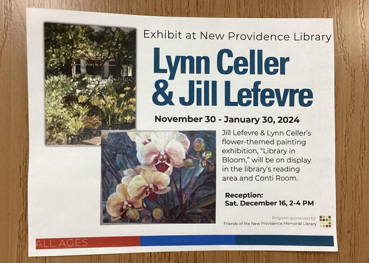Flyer to inform students/staff about the Art Exhibit at New Providence Library 