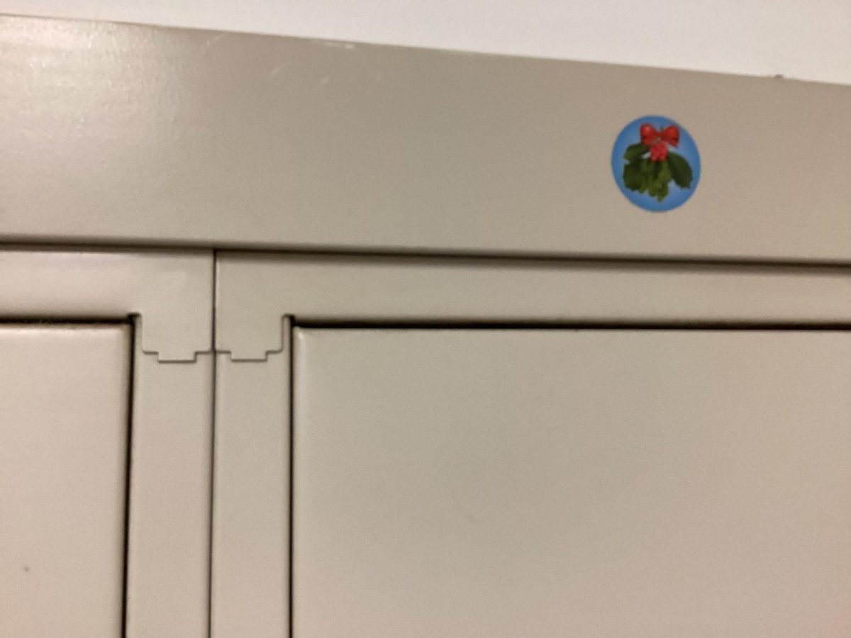 Sticker on top of locker 