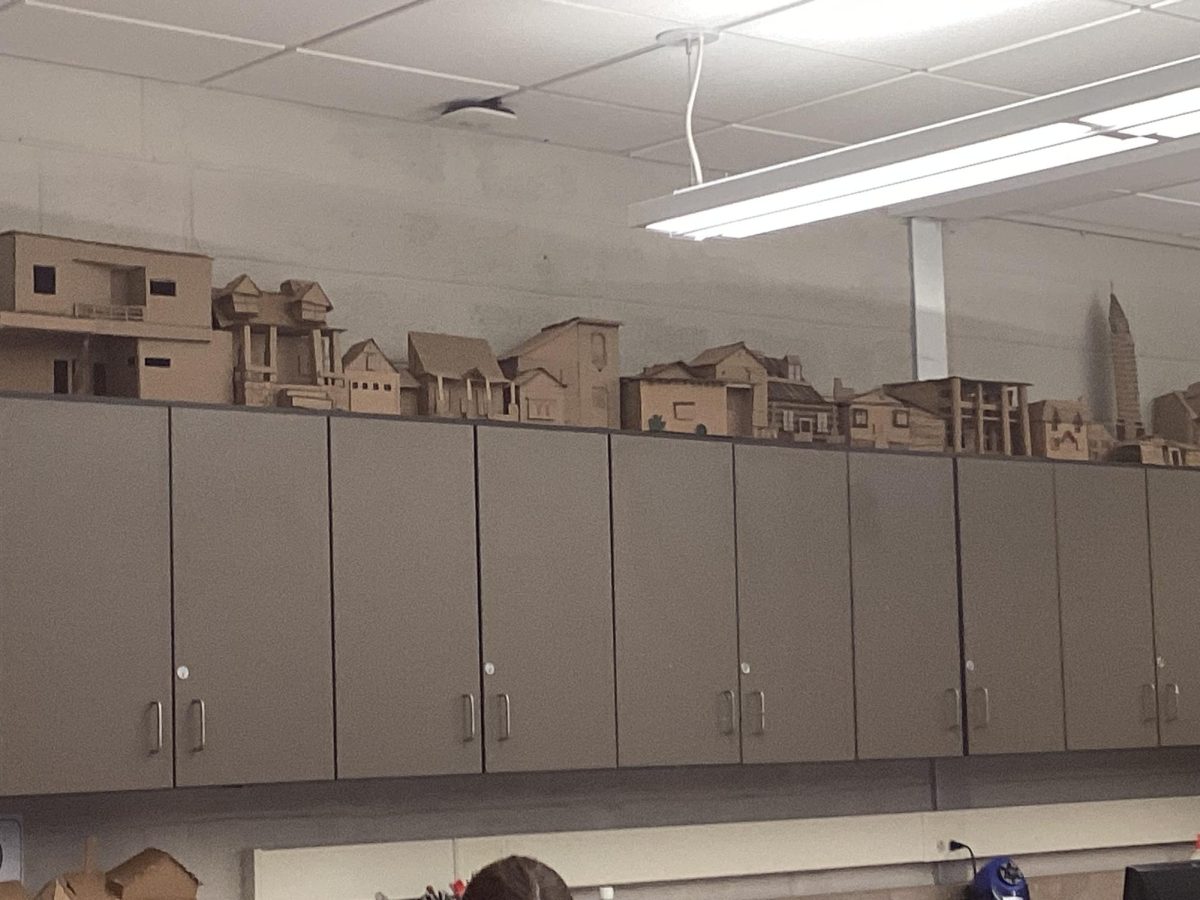 These are wooden sculptures that were made by students in room 319.