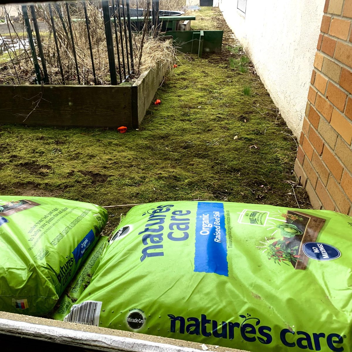 50lbs of plant food sitting in the courtyard. 