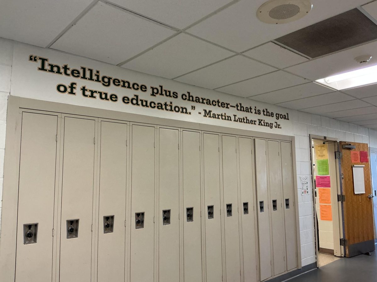 A positive quote above student lockers.